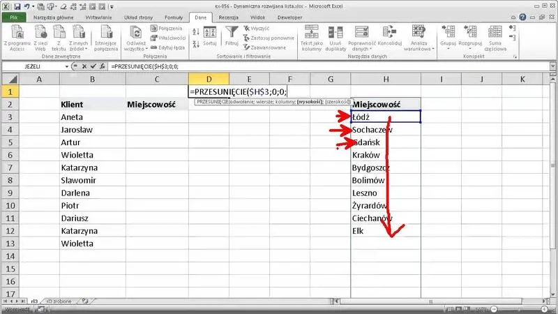 Listy rozwijane w Excelu