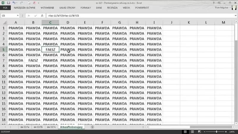 Porównywanie plików Excel