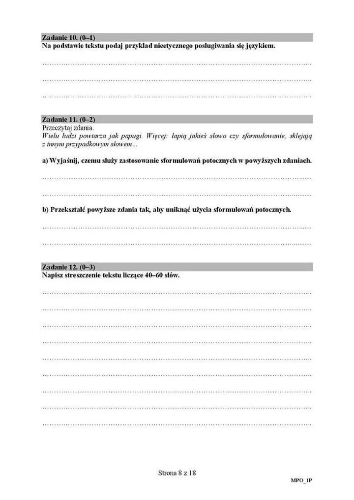 Przygotowanie do matury z języka polskiego