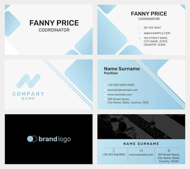 Szablony i podstawowe ustawienia wizytówki