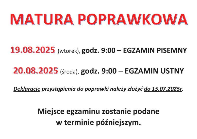 Terminy poprawki matury