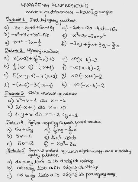 Wyrażenia algebraiczne