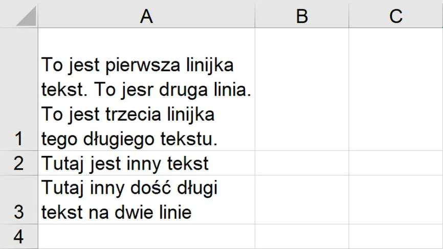 Zawijanie tekstu w Excelu